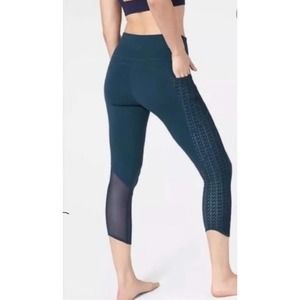 Athleta Chaturanga To Town Crop Legging High-Rise Mosaic Teal Size Medium